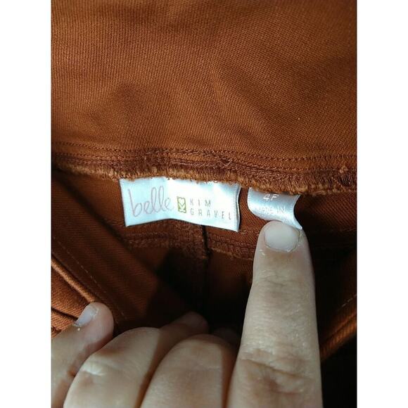belle kim gravel Woman 4P Pants Rust Pullon Pocket Stretch Flat Front - Picture 6 of 9